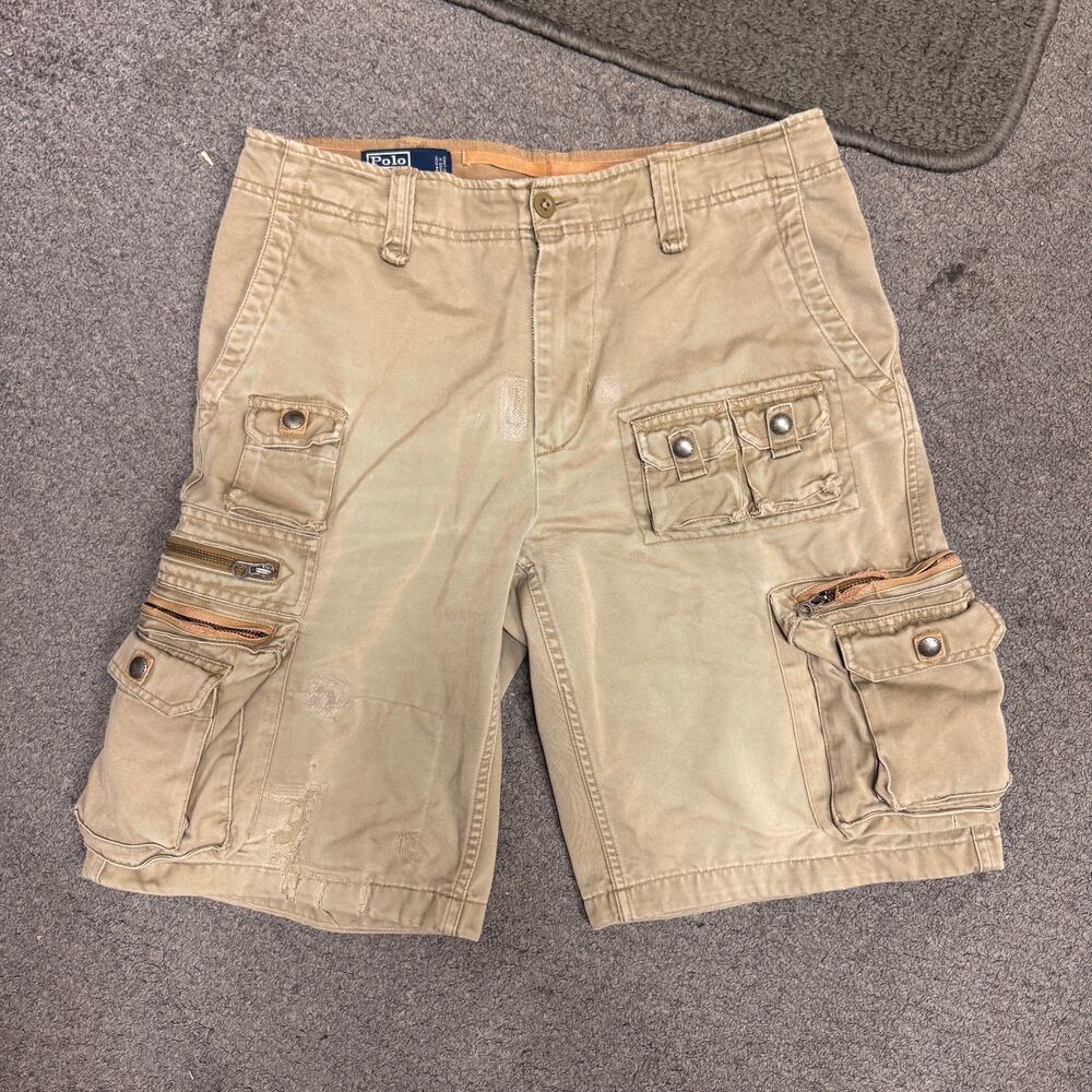 Vintage 1990s Polo Ralph Lauren Paratrooper Fatigue Flight Cargo Shorts 34 Mend